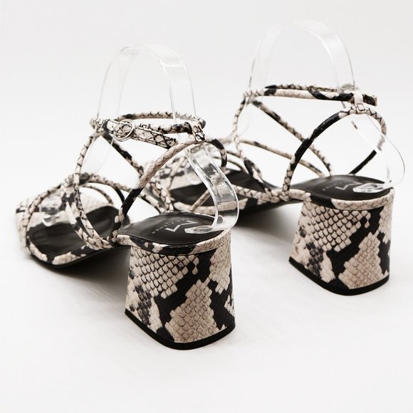 Marc Fisher LTD Nakita Strappy Sandals 9.5 Python Snake Leather Minimalist $150 - Picture 4 of 15